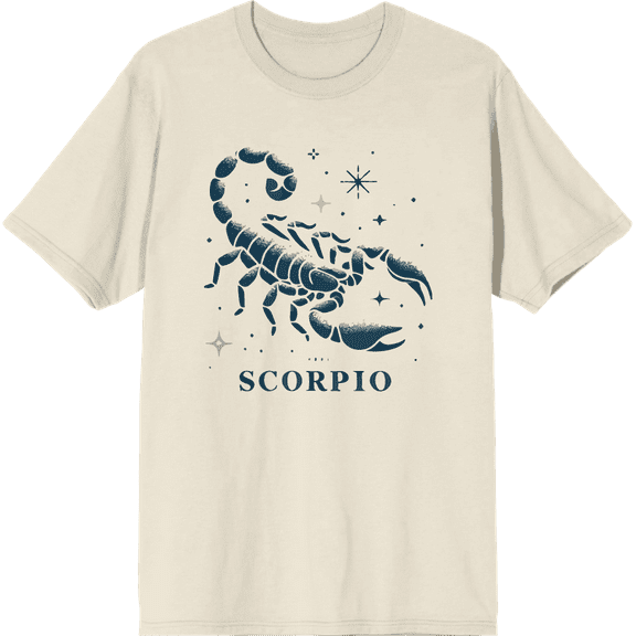 Scorpio Zodiac Sign Adult Natural Crew Neck Short Sleeve Tee-Large