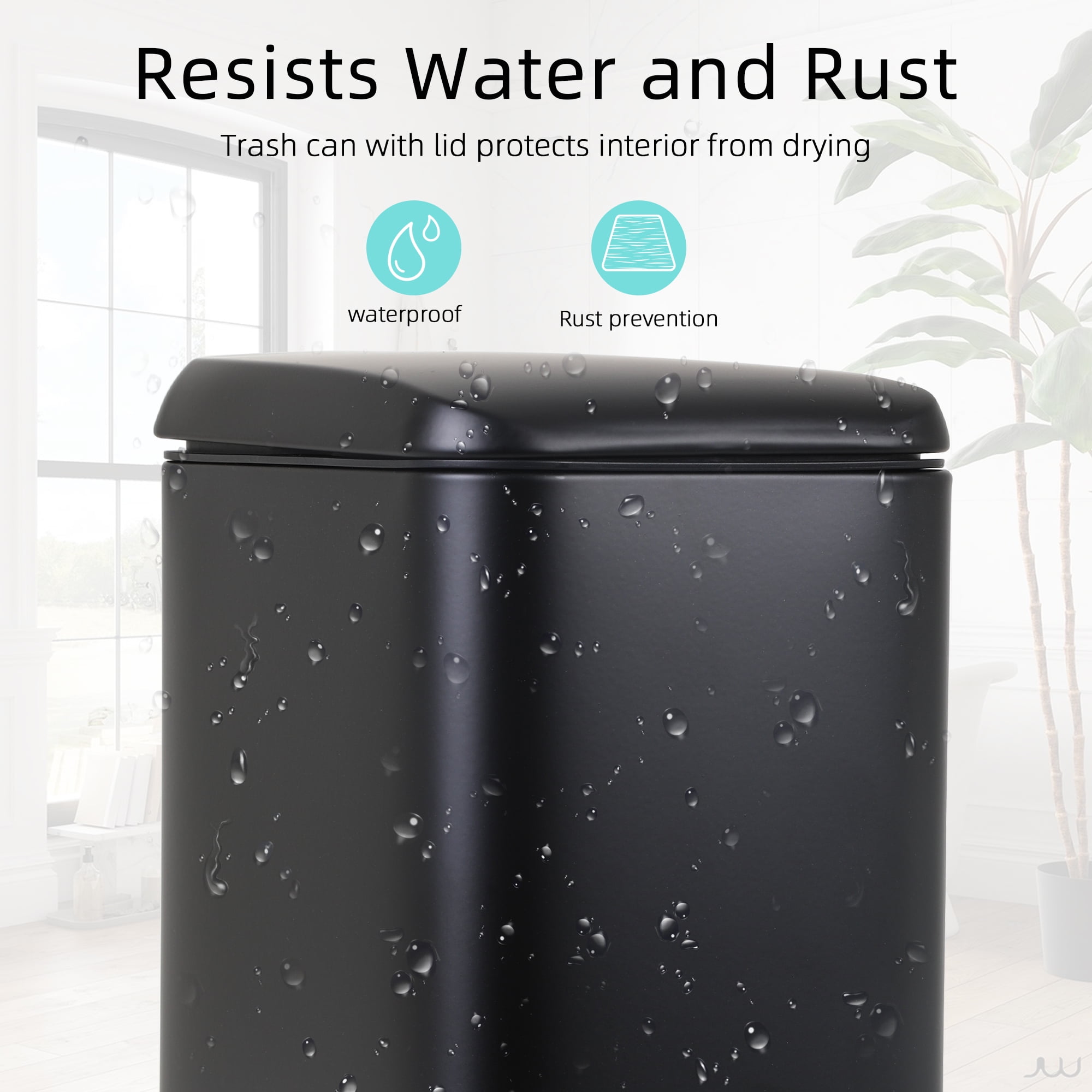 CL.HPAHKL Small Bathroom Trash Can with Soft Close Lid, 1.3 Gallon Stainless Steel Garbage Can with Removable Inner Bucket, Foot Pedal, Mini Trash Bin for Toilet, Home Office (Black, 2 Pack)