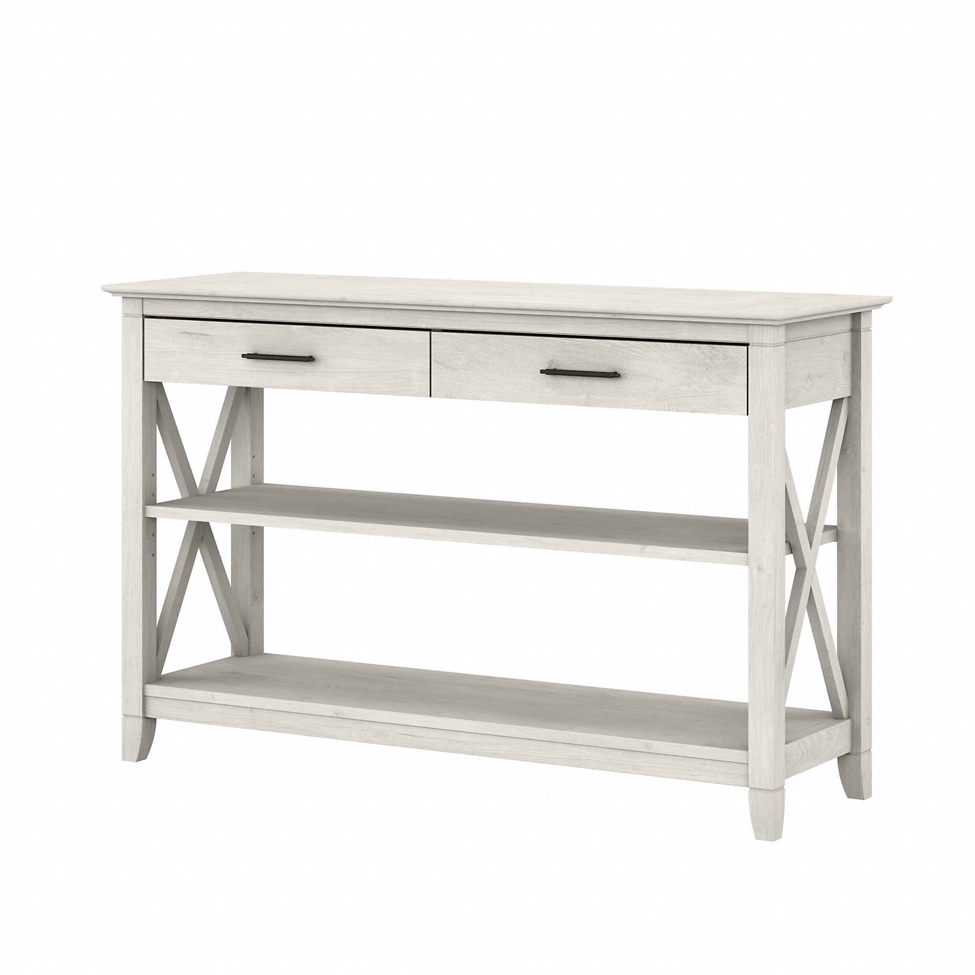 Bush Furniture Key West Console Table with Drawers and Shelves in Linen