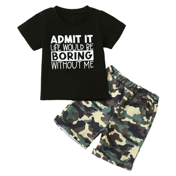 dmqupv Ensemble pour Nouveau-Né Garçon Garçons Manches Courtes Shorts Ensemble Deux Pièces Confortable Respirant à la Mode Ensemble pour Enfants Noir, Taille pour 2-3 Ans