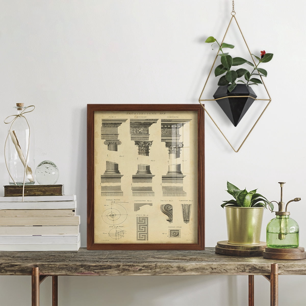Encyclopediae III -Framed Print w/glass-Chestnut
