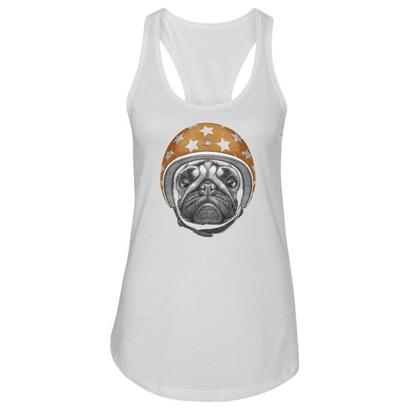 Pug With Helmet Tank Women -Image by Shutterstock, Female Large