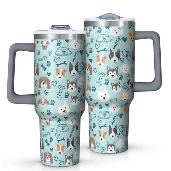 OBREWU Akita Beagle Bulldog Rottweiler Dachshund Tumbler with Handle and Lid,Cute Akita Dog Beagle Bulldog Rottweiler Dachshund 40oz Double Wall Vacuum Insulated Tumbler,Cups Gift for Women and Men