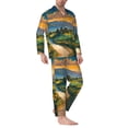 thumbnail image 2 of Sikiie Sunflowers At Sunset Mens Pajama Set, Soft Warm Long Sleeve Sleepwear, Cozy Button-Down Pjs for Men-Large, 2 of 7