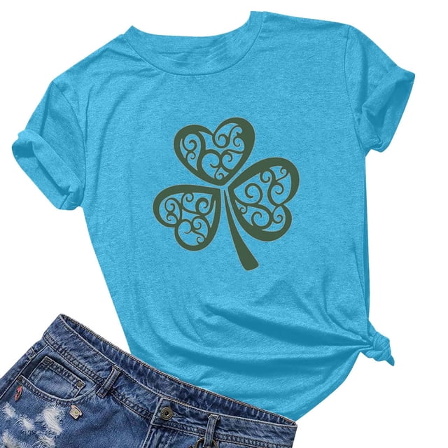 Meichang Hauts pour Femmes T-Shirt Tendance St Patricks Day T-Shirt Graphique Porte-Bonheur T-Shirts Mignons Col Rond Décontracté Manches Courtes T-Shirts St Patricks Day