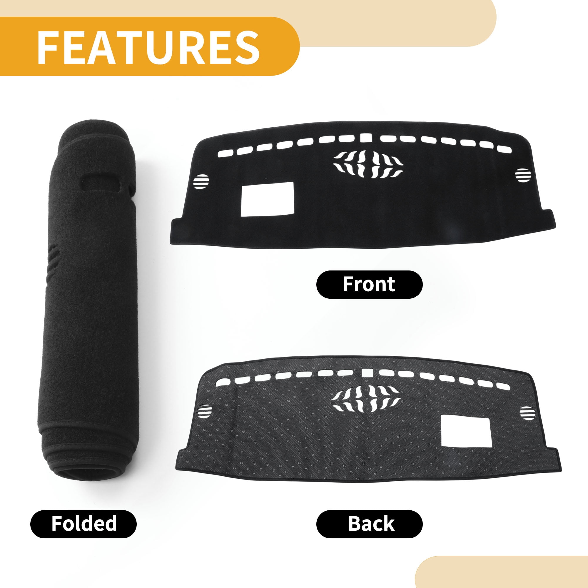 Unique Bargains Dashboard Cover Anti-Slip Dash Cover Mat Carpet for Ford ESCAPE 2020-2025 Hud Polyester Black
