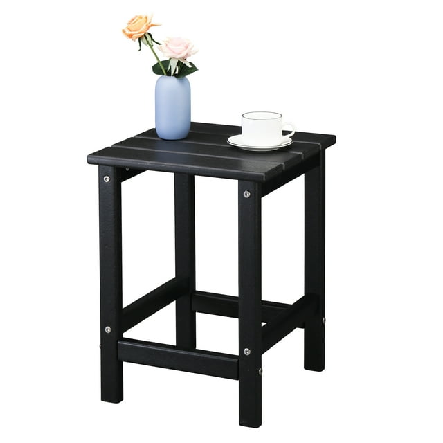 Zimtown Plastic Outdoor Side Table, Single Layer, 14 in Patio End Table