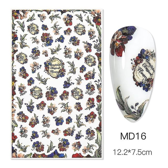 Abstract Face Nail Stickers Flower Leaf Butterfly Letter Color Block Decals Gel Polish Sliders Summer Spring Decor