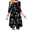 thumbnail image 1 of Entomologist s Sweetheart Knot Flared Dress Fashion Design Large Size Loose Dress Bugs Bug Pattern Insects Black And, 1 of 5
