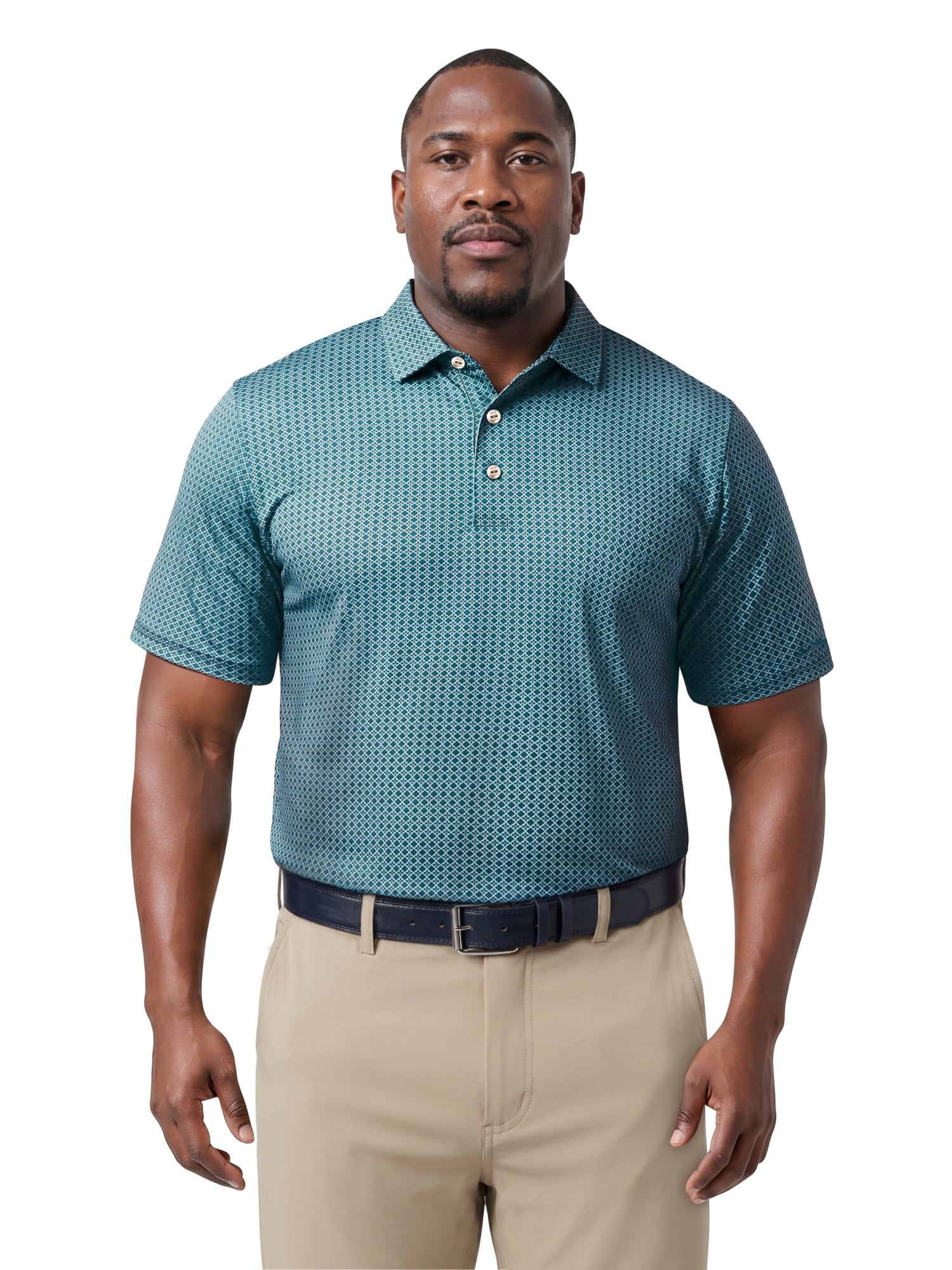 Ben Hogan Performance Men's & Big Men's Two Color Jacquard Short Sleeve Polo Shirt, Sizes S-4XLT