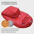 thumbnail image 2 of Hyke & Byke Shavano 32 F Hiking & Backpacking Sleeping Bag - 3 Season, 650FP Duck Down Sleeping Bag - Ultralight - Red - 87in - Long, 2 of 7
