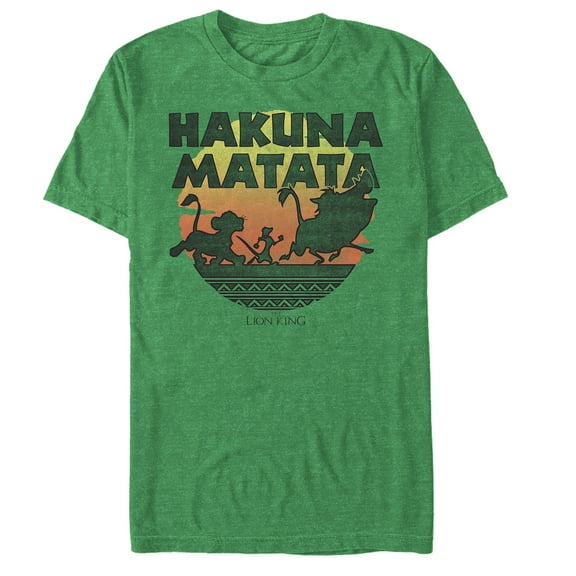 Men's Lion King Hakuna Matata Sunset Circle Graphic Tee Kelly Heather Large