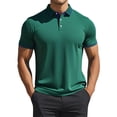 thumbnail image 2 of INSPIRE CHIC Mens Short Sleeve Contrast Color Summer Golf Formal Business Polo Shirts 2XL Dark Green, 2 of 6