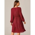 thumbnail image 4 of DARING DIVA Long Sleeve V Neck Dress High Waist Layered Dress S Wine Red, 4 of 6