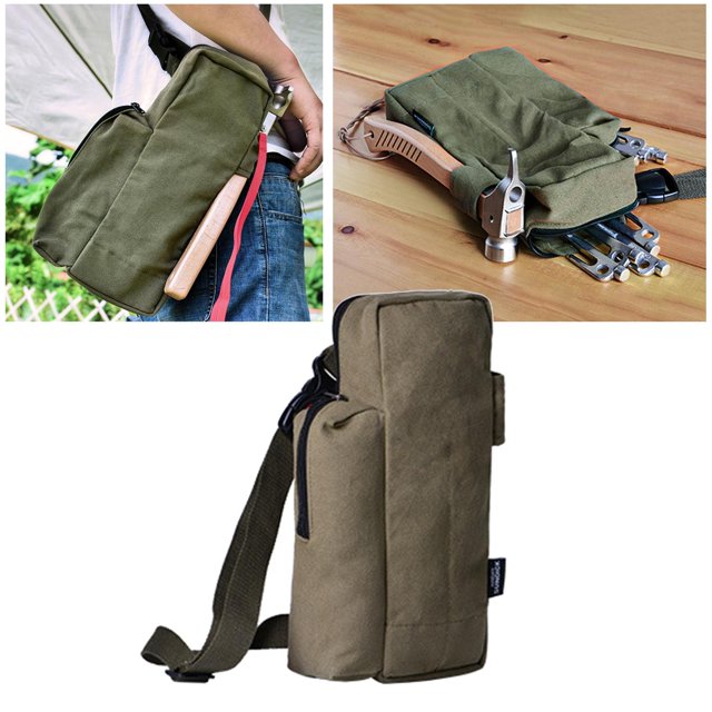 Bolsa de lona portátil para tienda de campaña, estacas para tienda de campaña, organizador multifuncional, martillo verde Cola Bolsa de almacenamiento para clavijas de tienda