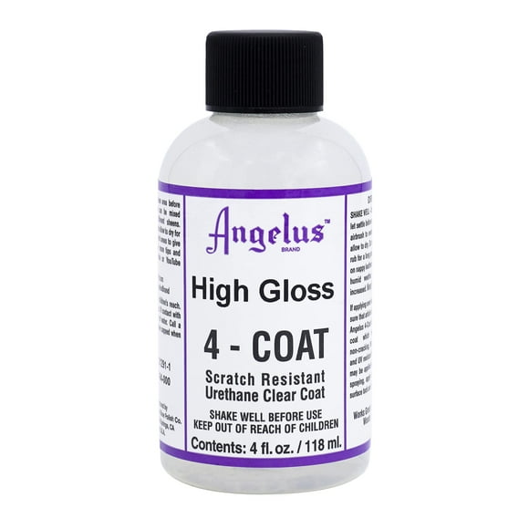 Angelus 4-Coat Leather Clear Coat Finisher High Gloss 4oz- Scratch Resistant