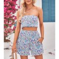 thumbnail image 4 of Trajes de 2 piezas para mujer Top de tubo sin mangas plisado con estampado floral sin tirantes y cintura media, 4 of 8