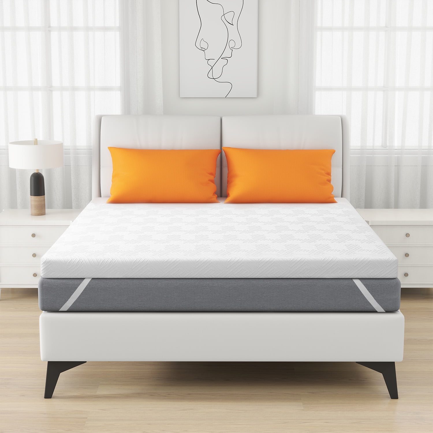 3 Inch Queen Mattress Topper With Cover, Foam Mattress Topper for Back Pain, Gel Infused Mattress Pad (60"×80")