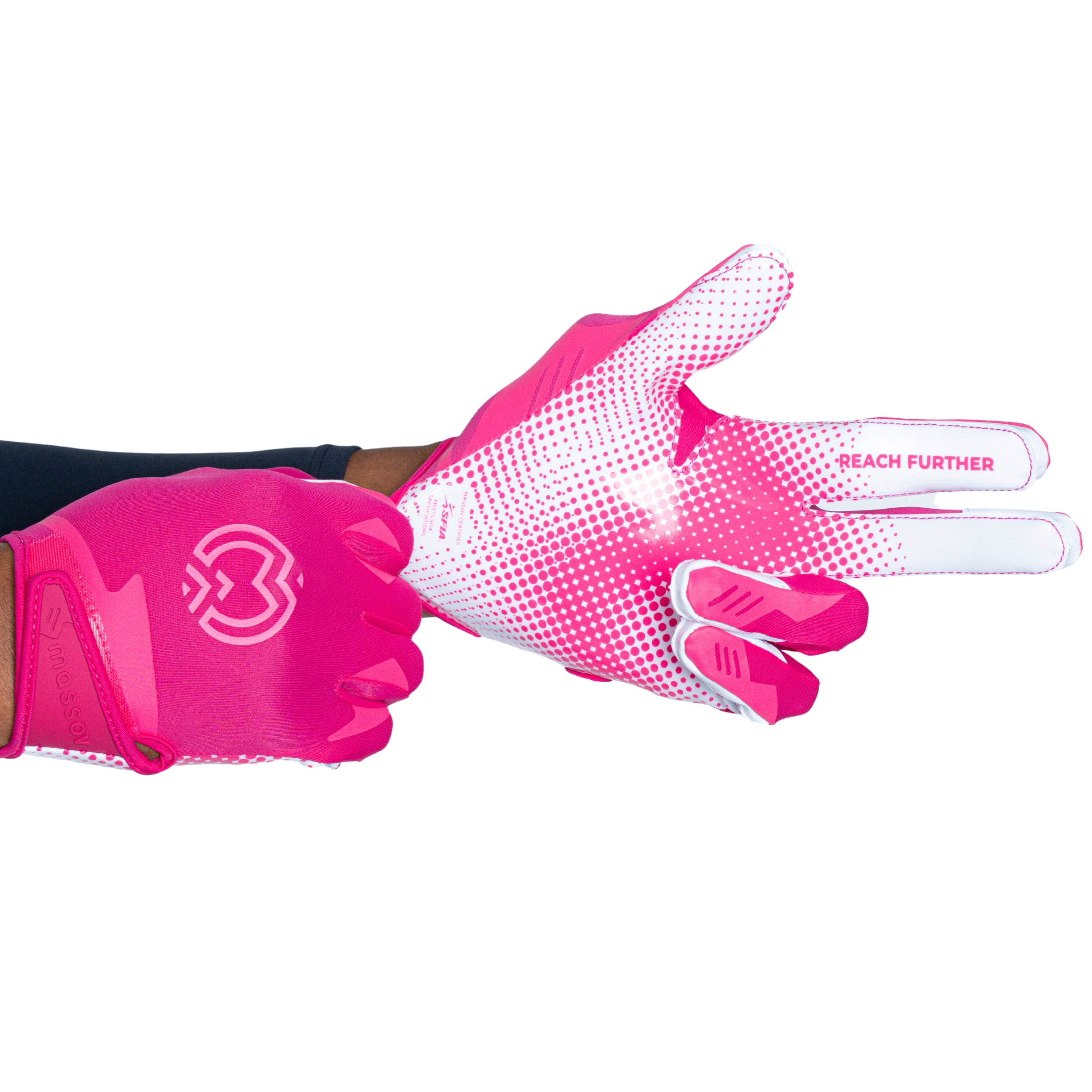 Massov VPRO3 Mens Adult Football Glove, Receiver Glove, Pink, Large