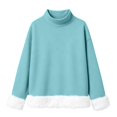 thumbnail image 5 of Chandails d'Automne Grande Taille pour Femmes Mode Décontractée Imprimée Col Roulé Manches Longues Chandail en Molleton Amusant Bleu Ciel G, 5 of 5