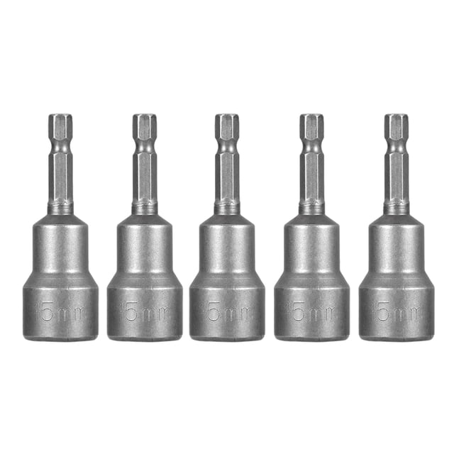 Scienceny Destornillador de tuercas de acero portátil Universal, 5 piezas, taller de garaje, carpintería, vástago hexagonal, puntas de Herramientas eléctricas 15x65mm