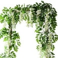 thumbnail image 5 of ODOMY 4/8pcs 2M Artificial Flower Vine Silk Wisteria Garland Hanging Rattan with Ivy Leaf for Wedding Home Decor, 5 of 10