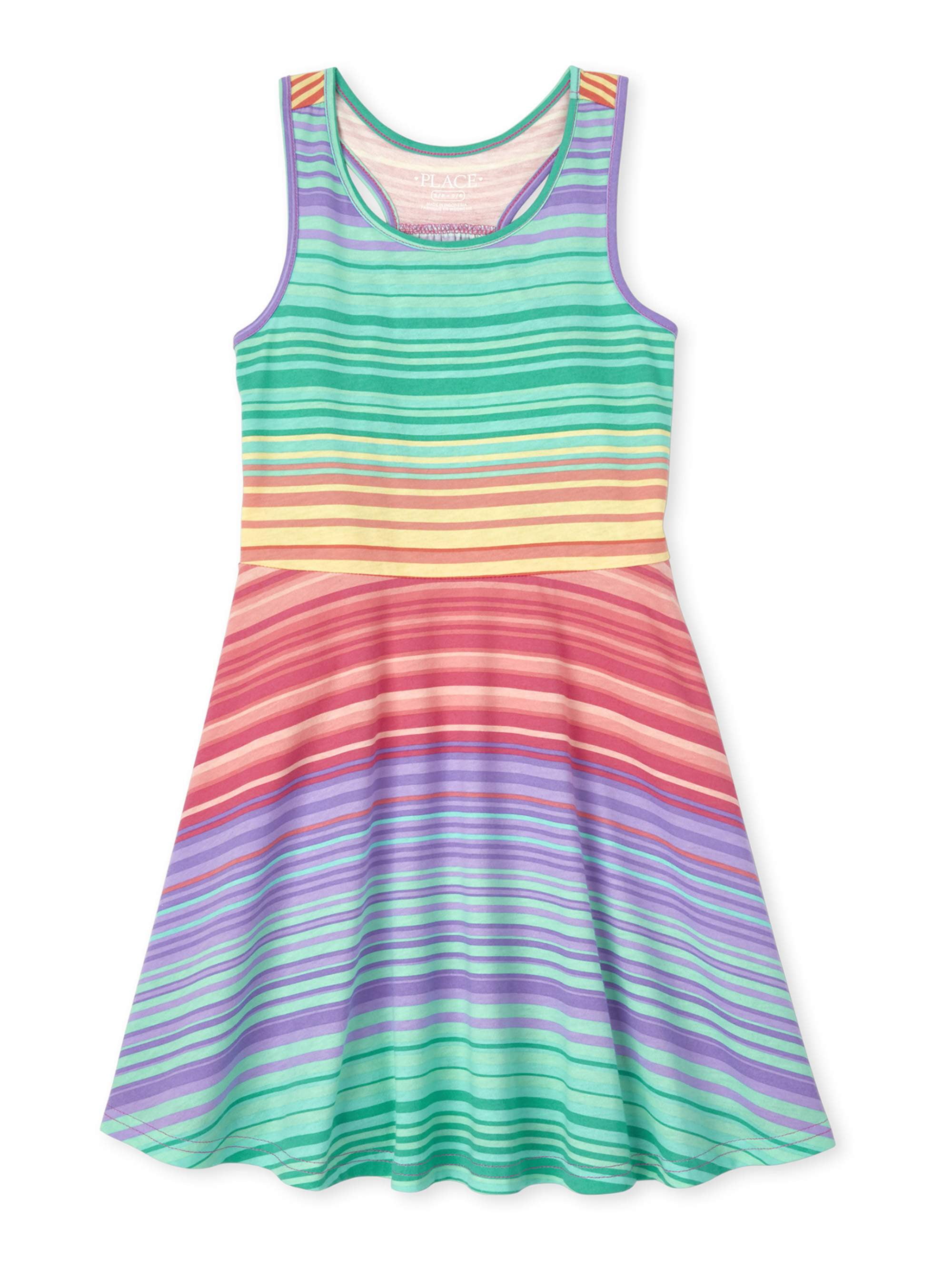 The Childrens Place Girls Big Solid Long Sleeve Pleated Knit Dress