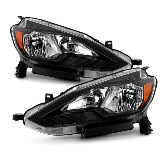 AKKON - Fits 2016-2019 Nissan Sentra OE Factory Style Halogen Headlights Black Bezel Replacement Pair