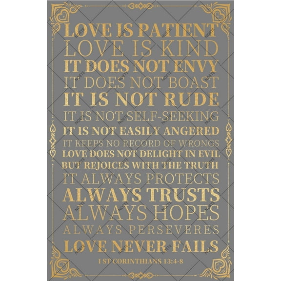 Noete Love is Never Fails Metal Tin Sign Inspirational 1 Corinthians 13:4-8 Bible Verse Metal Tin Sign8x12 Inch Christian Home Decor for Pool Table, Bar & Man Cave