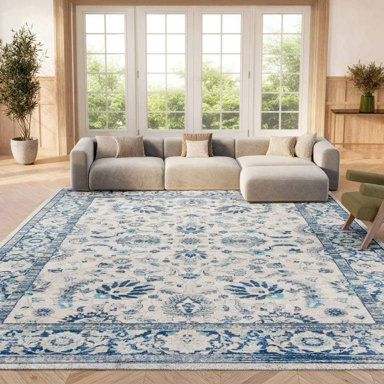 SAFAVIEH Brentwood Teale Oriental Area Rug, Blue/Light Gray, 5'3
