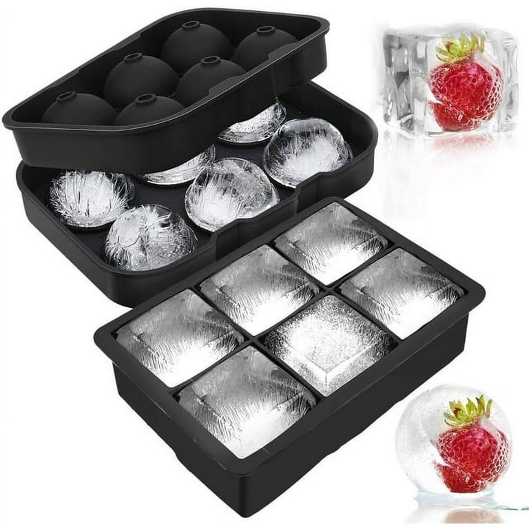 4 Cavity Cube Ice Ball Tray Maker Sphere Round Mold Whiskey Cocktails  Lemonade