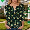 thumbnail image 4 of COMVALUE St Patricks Day Shirt Women Funny 3/4 Sleeve Shamrock Lucky Irish Shirts (Black, XL), 4 of 9