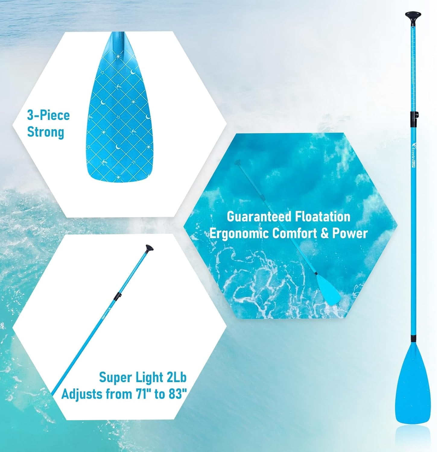 Fiberglass Paddle Board Paddle Effortless Adjustment & Transport Sup Paddle Lever Lock Kayak Paddle