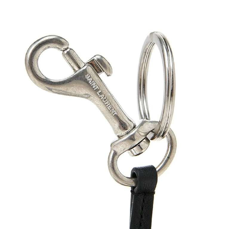 Saint Laurent Logo Leather Key Chain In Black