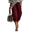 thumbnail image 2 of Womens Capris with Pockets Loose Fit Casual Capri Pants Dressy Lightweight Ladies Baggy Cargo Pants for Hiking Wine M, 2 of 4