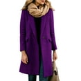 Women's Long Wool Blend Coat Elegant Purple Overcoat, SingleBreasted