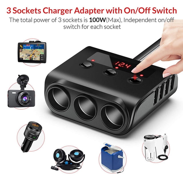 Enchufe Del Encendedor De Cigarrillos Del Coche 12-24V Enchufe Para Encendedor De Cigarrillos 120W Adaptador De Corriente Usb 4 Usb Para Iphone Ipad Ndcxsfigh Accesorios para autos y motos