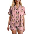 thumbnail image 4 of UngA Christmas Silk Pajamas for Women Short Sleeve Sleepwear Button Down Top and Shorts Loungewear 2 Piece Christmas Pjs for Women Set,Size XL, 4 of 6