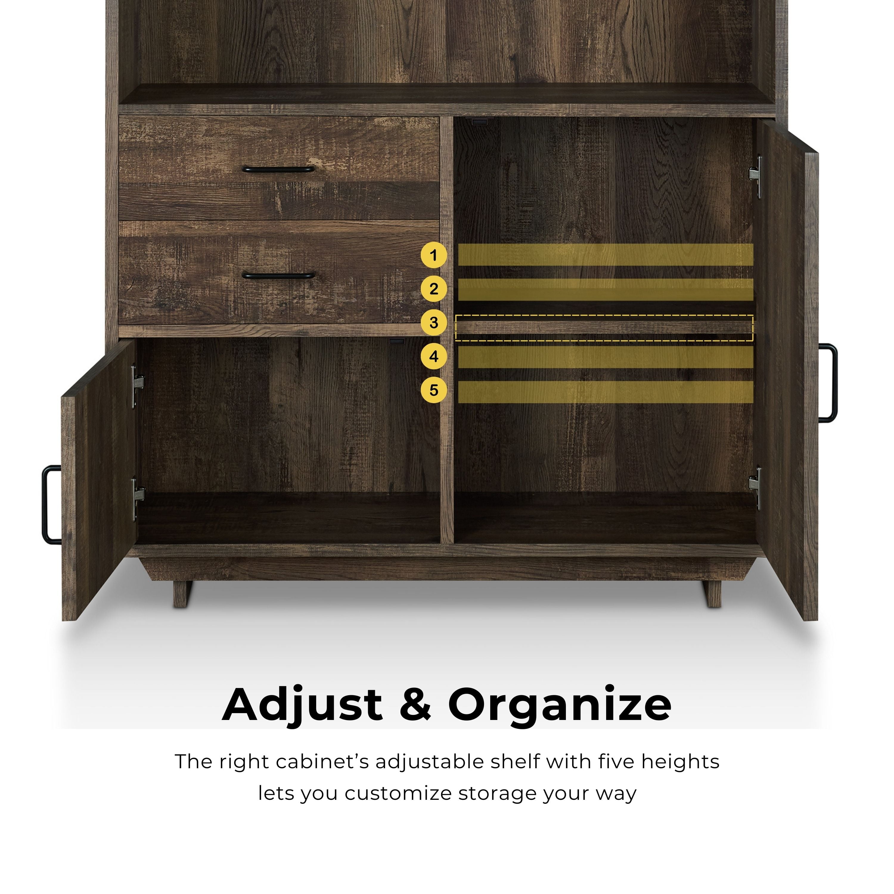 Furniture of America Cadena Multi-Storage Bookcase, Reclaimed Oak