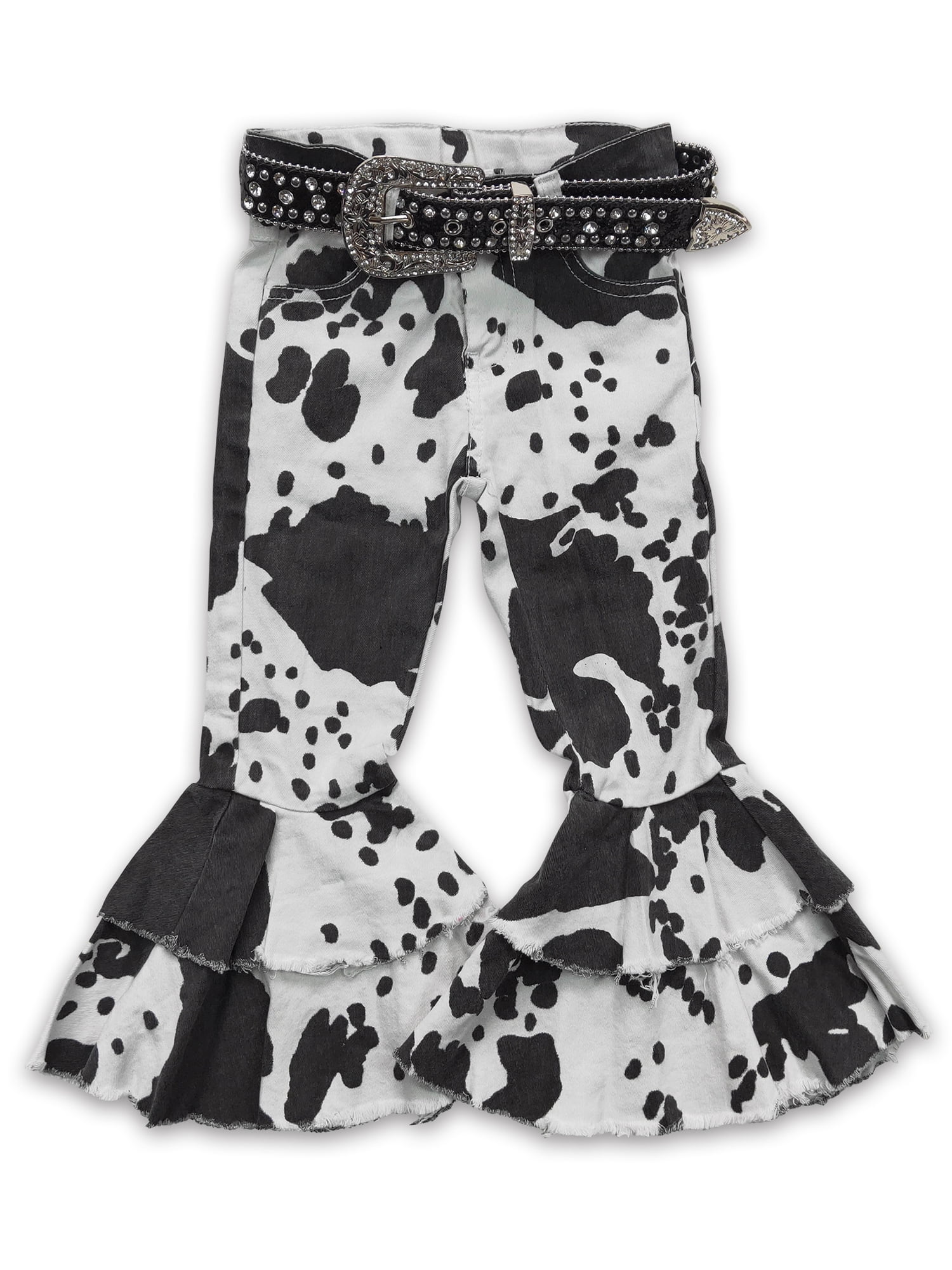 YAWOO Denim Pants Jeans Little Girls Jeans Black Cow Western Design
