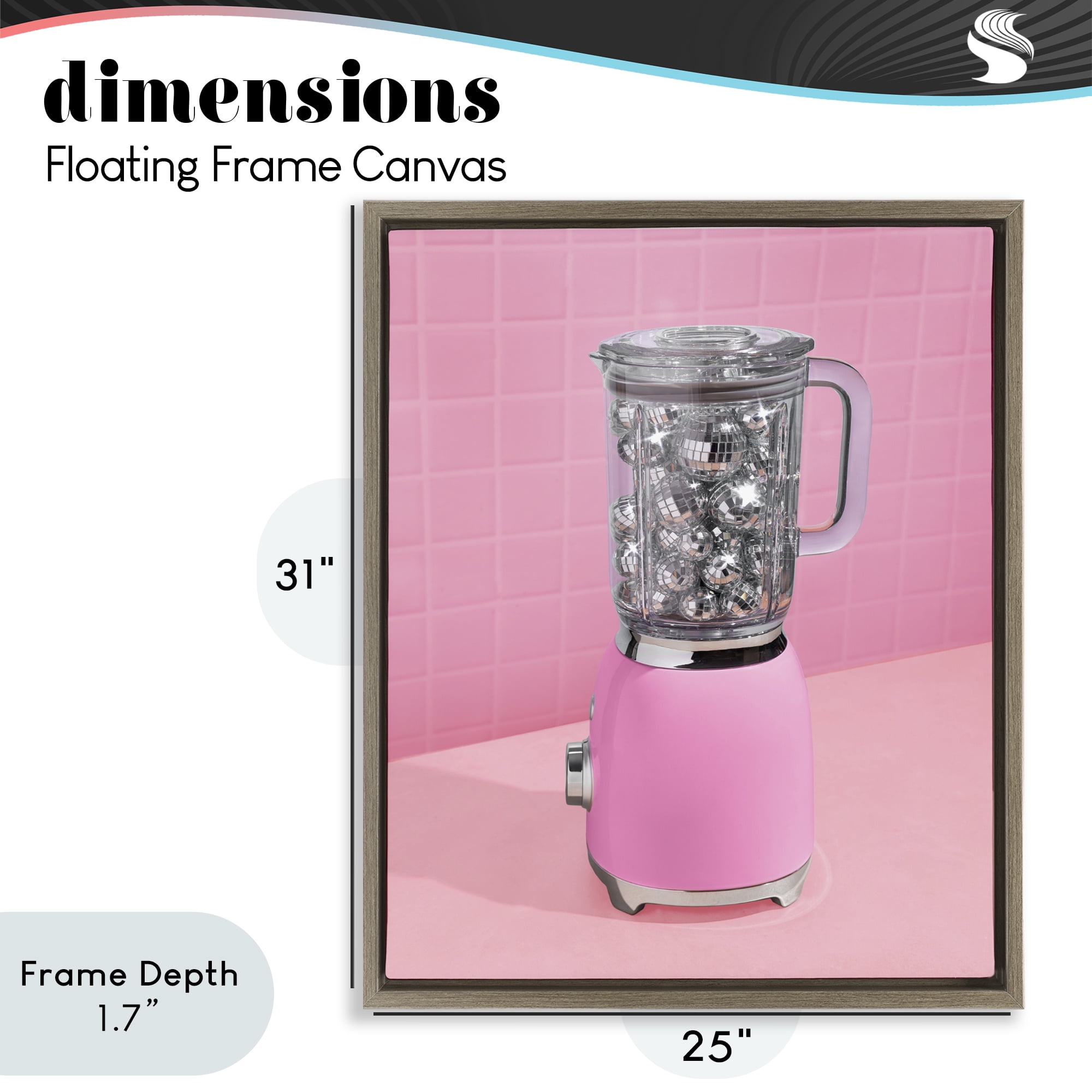 Stupell Industries Disco Drink Blender over Pink Brown Framed Floater Canvas Wall Art, design by LISH Creative