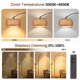 thumbnail image 2 of SERBASIC Floor Lamps for Living Room, Arc Boho Rattan Standing Floor lamp with Heavy Duty Marble Base, Stepless Dimmable Height Adjustable Tall Lamp for Bedroom, 2 of 13