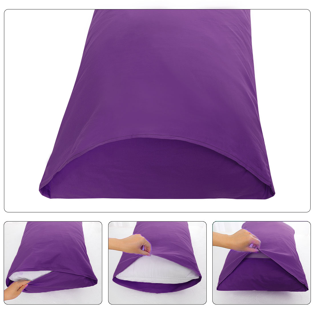 Unique Bargains 300TC Cotton Body Pillow Cover Case, 20" x 60"