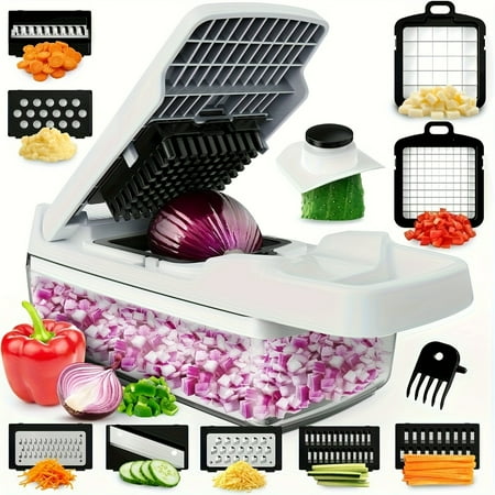 Fullstar 8-in-1 Vegetable Chopper & Mandoline Slicer - Kitchen Slicer with Container, Cheese Grater, Food Prep Essentials (Compact Model)