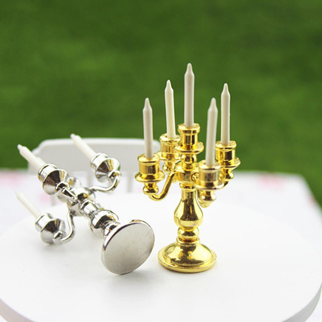 Brass Candlesticks Dollhouse Miniature 1:12 Scale 