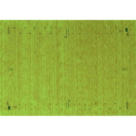 Ahgly Company Indoor Rectangle Abstract Green Contemporary Area Rugs, 2' x 3'