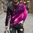 thumbnail image 4 of ZCFZJW 3D Falling Stars Print Long Sleeve Graphic T-Shirts for Men Big and Tall Regular Fit Casual Round Neck Pullover Sweatshirts Trendy Athletic Workout Tees Tops Hot Pink S, 4 of 5