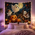 thumbnail image 2 of Armchair Bookshelf Cat with Festive Nighttime Around, Cozy Dark Academia for Book Lovers, Aesthetic Wall Decor, Halloween Gift, Tapestry Wall Hanging for Dorm and Living Room, 2 of 7