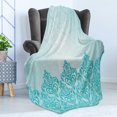 thumbnail image 4 of Turquoise Soft Flannel Fleece Throw Blanket, Retro Style Medieval European Victorian Gradient Royal Pale Patterns Artwork Print, Cozy Plush for Indoor and Outdoor Use, 60" x 80", Blue, by Ambesonne, 4 of 5