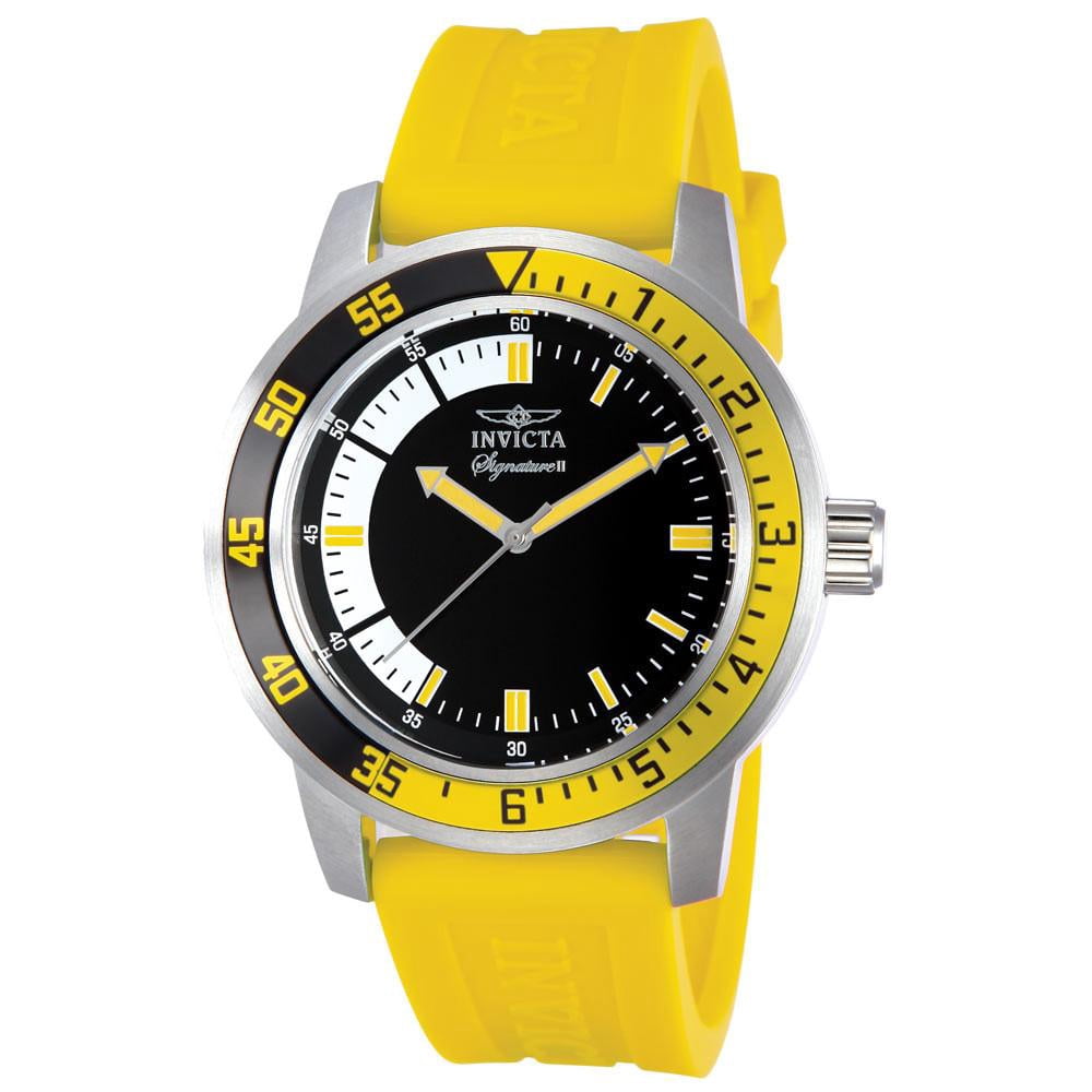 Invicta Men's 7463 Signature II White & Black Dial Yellow Rubber Strap Watch